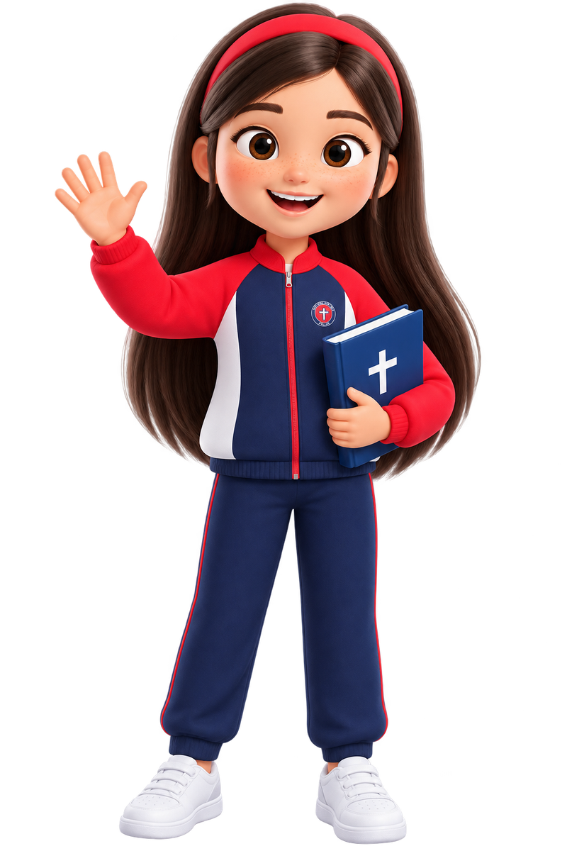 Niña representando la formación cristiana y escolar