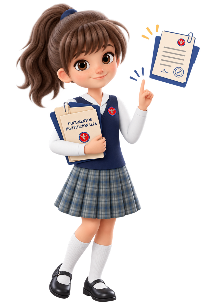 Estudiante de la I.E.M. María Goretti con documentos institucionales